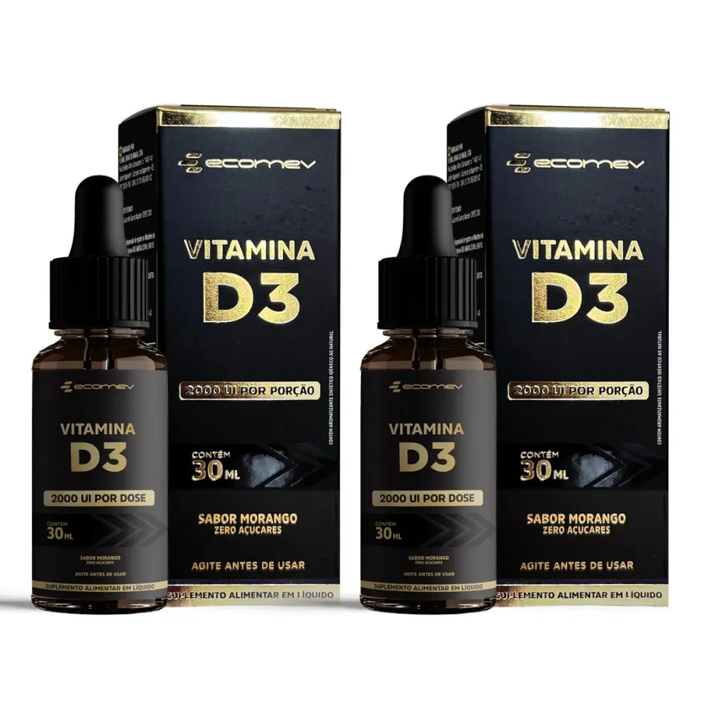 2Un Vitamina D3 2.000Ui em Gotas 30Ml - Sabor Morango