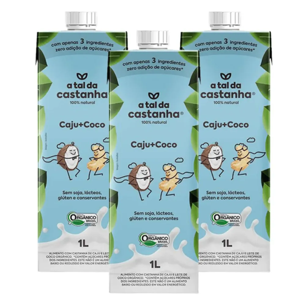 3x Bebida Vegetal Caju com Coco a Tal da Castanha 1 Litro
