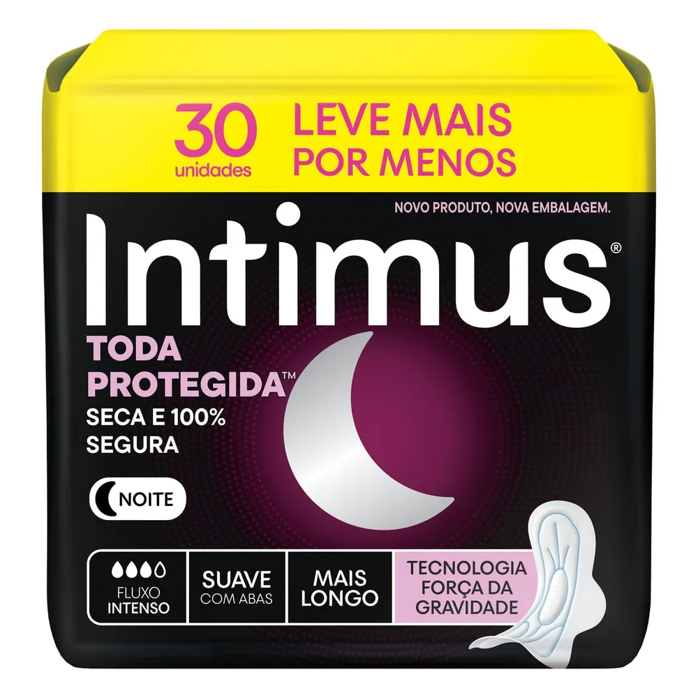 Absorvente Intimus Noturno Cobertura Suave com Abas 30 Unidades