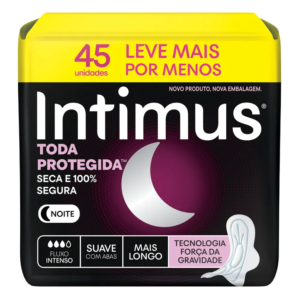 Absorvente Intimus Noturno Extra Proteção Cobertura Suave com Abas 45 Unidades
