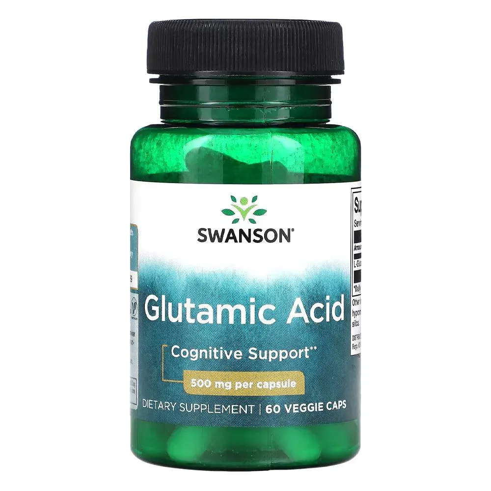 Ácido Glutâmico 500mg Swanson 60 Cápsulas Importado