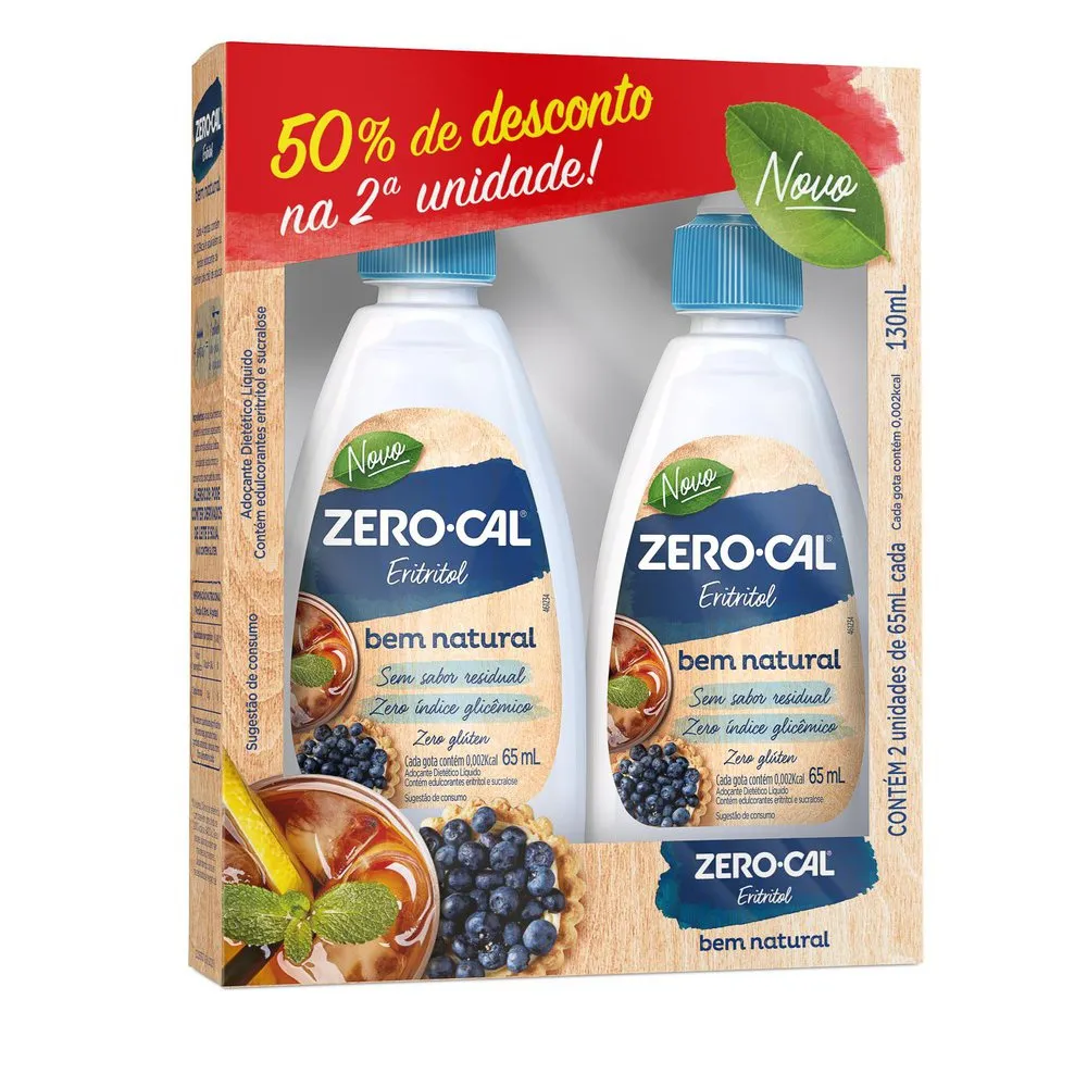 Adoçante Zero-Cal Eritritol 65ml 2 Unidades
