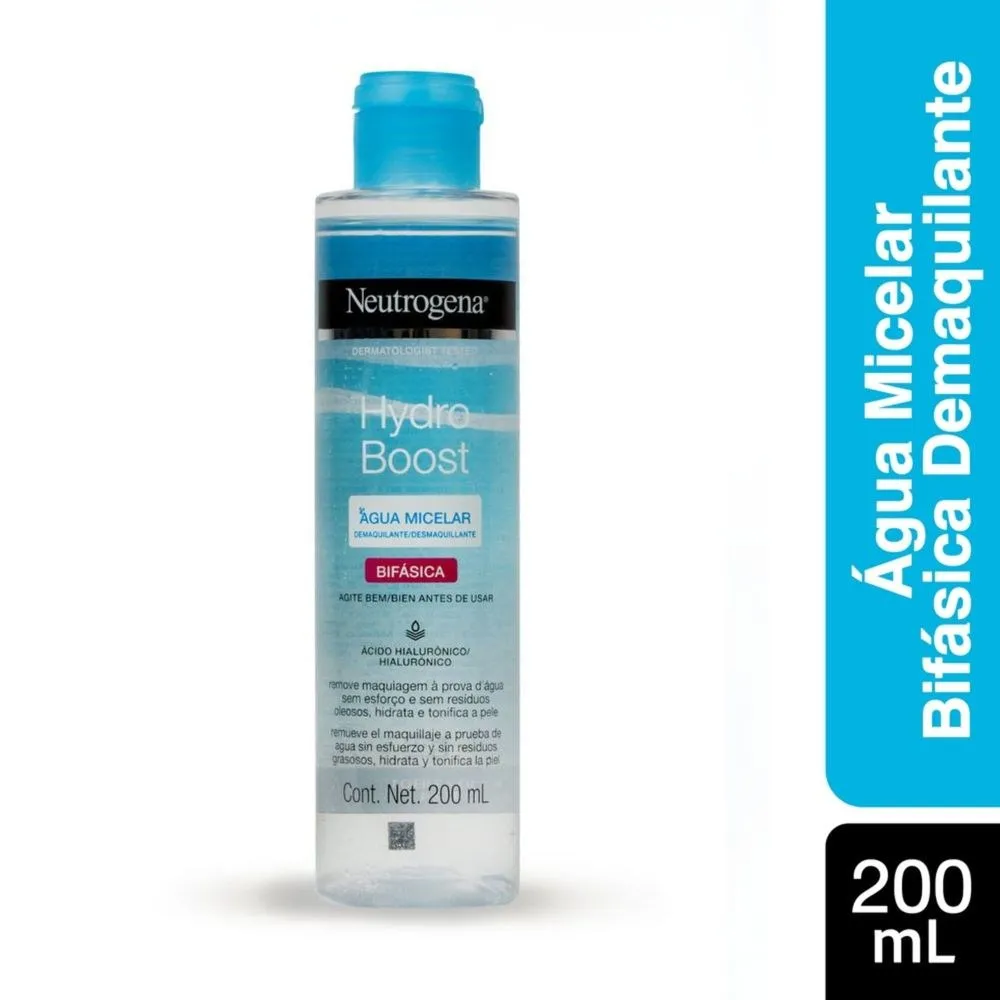 Água Micelar Neutrogena Hydro Boost Bifásica Ácido Hialurônico 200ml