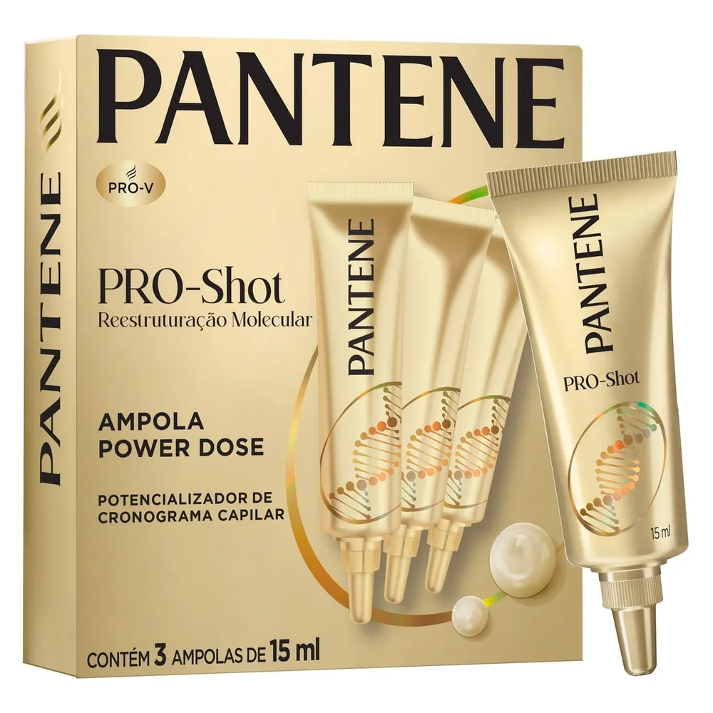 Ampola De Tratamento Capilar Pantene Pro-Shot Reestruturação Molecular Caixa 3 Unidades 15ml Cada