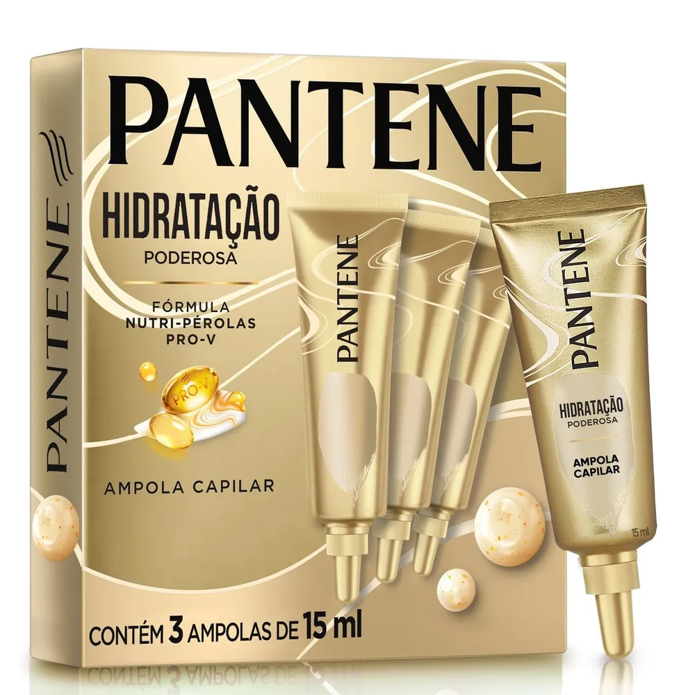 Ampola de Tratamento Pantene Pro-V Hidratação Poderosa Pérolas 15ml 3 Unidades