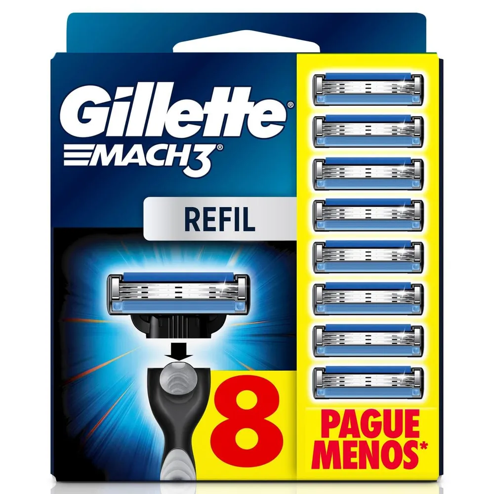 Carga para Aparelho de Barbear Gillette Mach3 8 Unidades