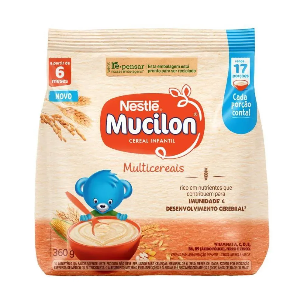 Cereal Infantil Mucilon de Cereais 360g - Embalagem com 9 unidades