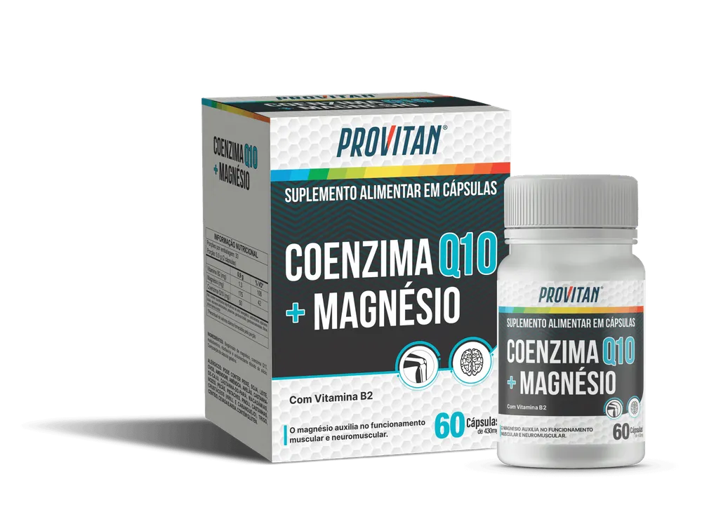 Coenzima Q10 + Vitamina B2 e Magnésio Provitan 430 mg – 60 Cápsulas para Energia & Antioxidante