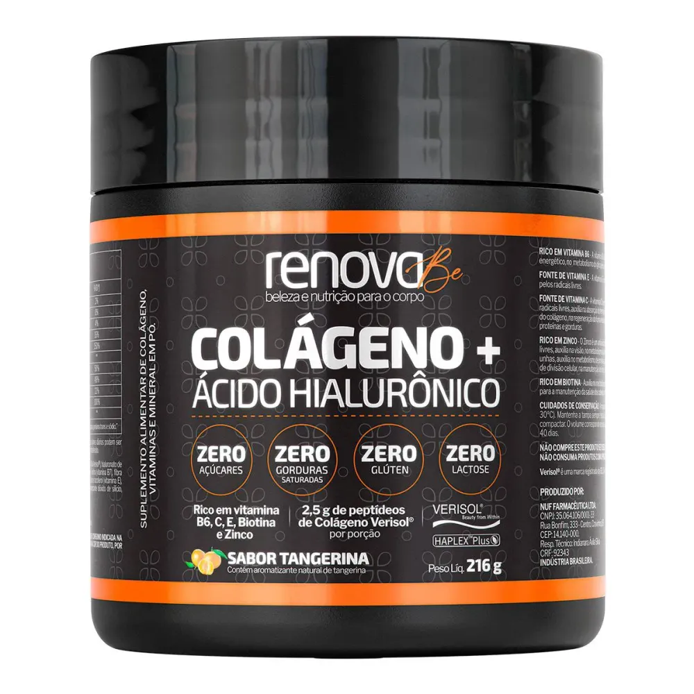 Colágeno + Ácido Hialurônico Renova Be Sabor Tangerina 216g