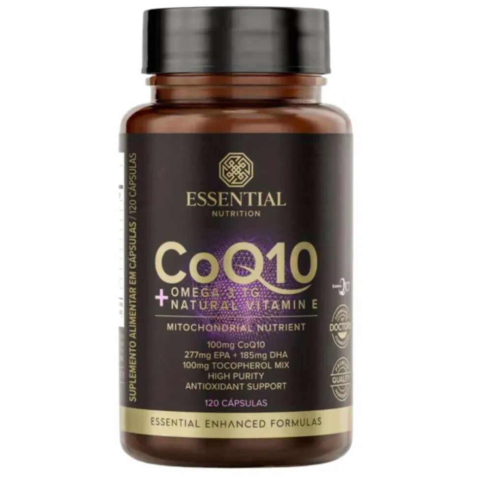 Coq10 + Omega 3tg + Natural Vitamin e Pote 120 cápsulas Essential