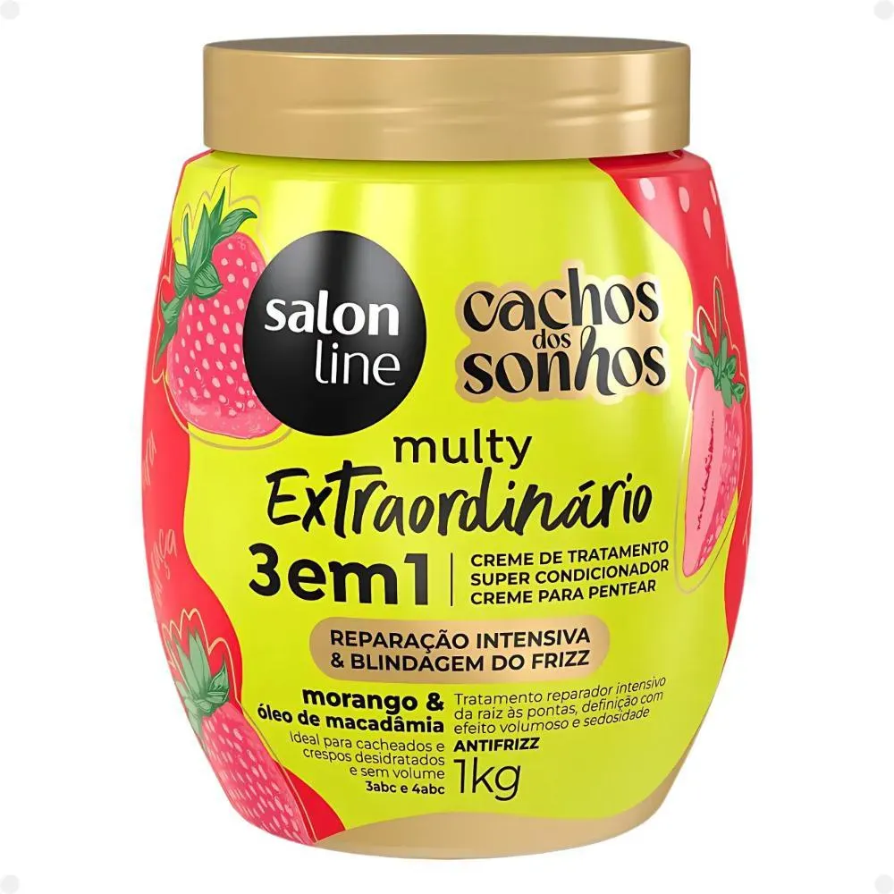 Creme de Tratamento 3 em 1 Salon Line Multy Extraordinário Cachos dos Sonhos Morango e Óleo de Macadâmia 1kg