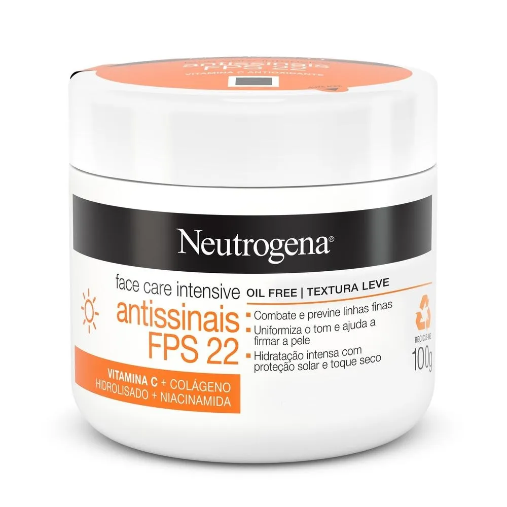 Creme Facial Neutrogena Face Care Intensive Antissinais FPS 22 100g
