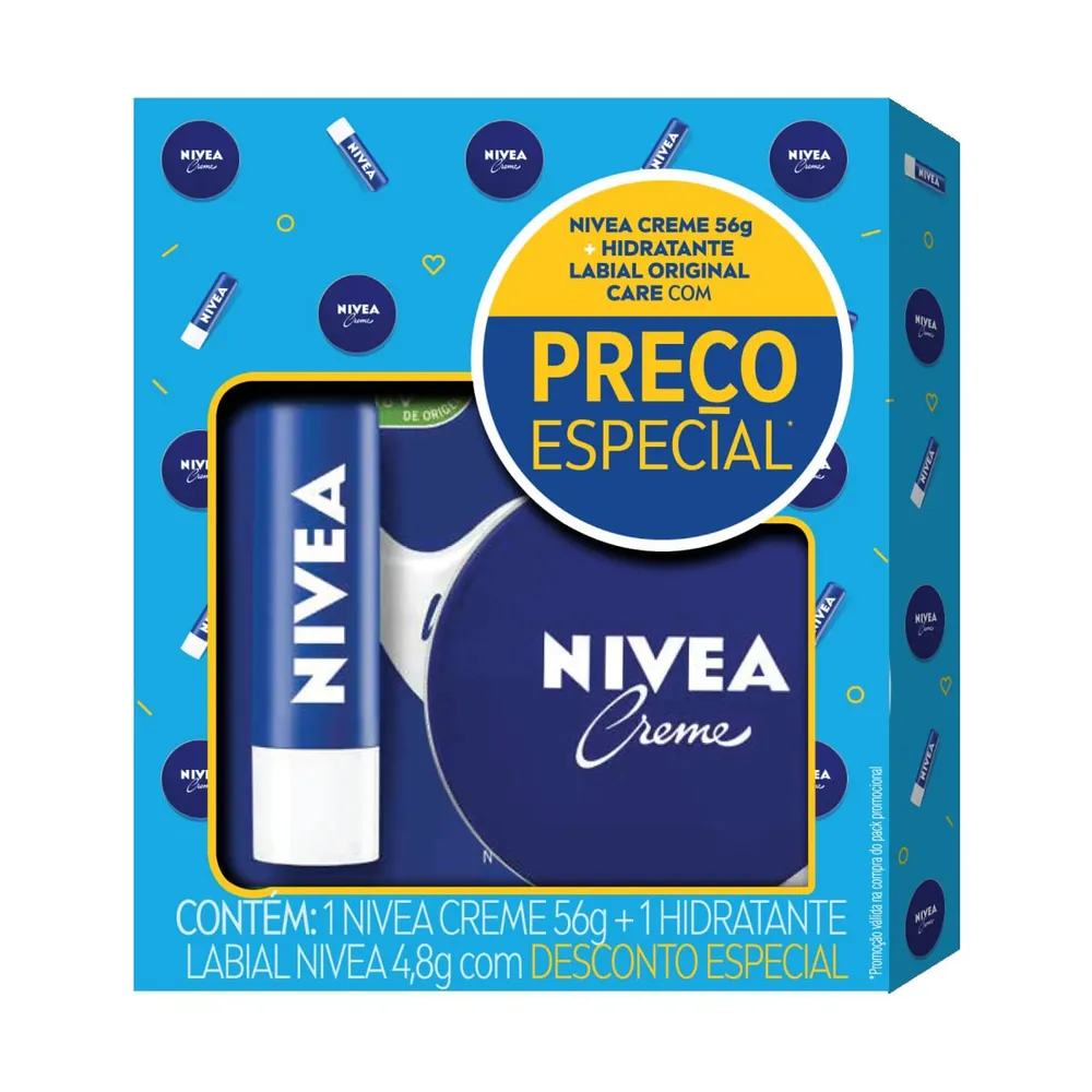 Creme Nivea Lata 56g + labial Original care 4,8g 40%