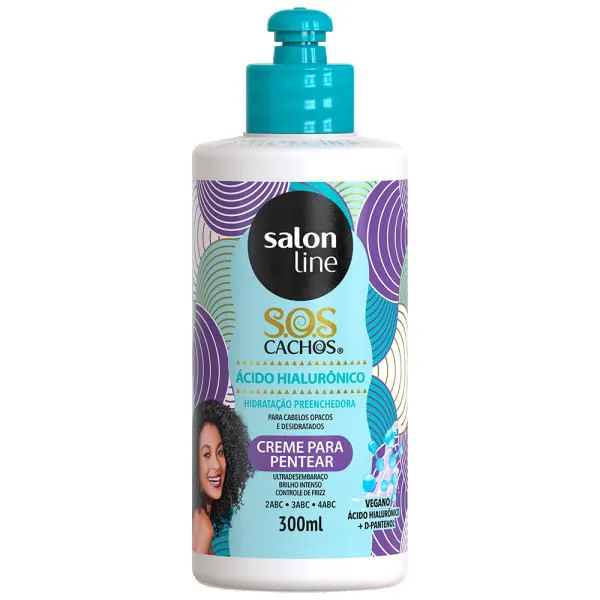 Creme Para Pentear Salon Line 300ml Sos Cachos Acido Hialuronico