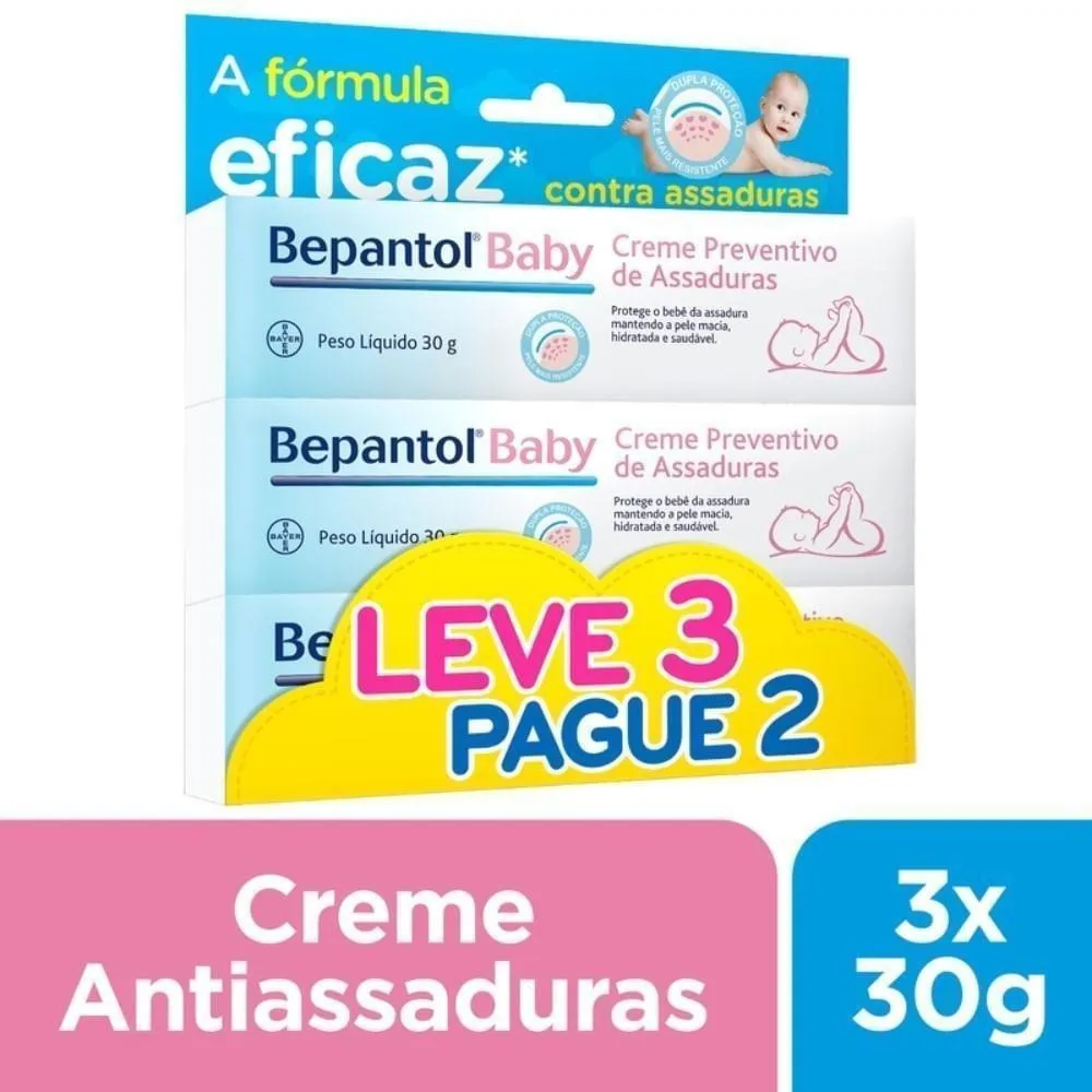 Kit Pomada para Assadura Bepantol Baby 30g 3 Unidades Leve 3 Pague 2