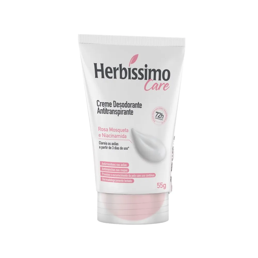 Desodorante Antitranspirante Herbissimo Care Creme Rosa Mosqueta E Niacinamida 55g