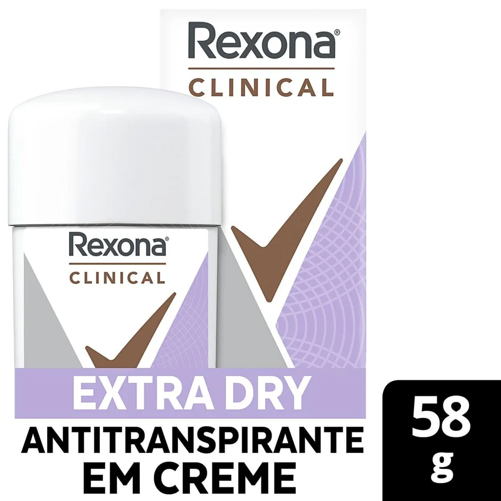 Desodorante Antitranspirante Rexona Clinical Extra Dry 96h Creme 58g