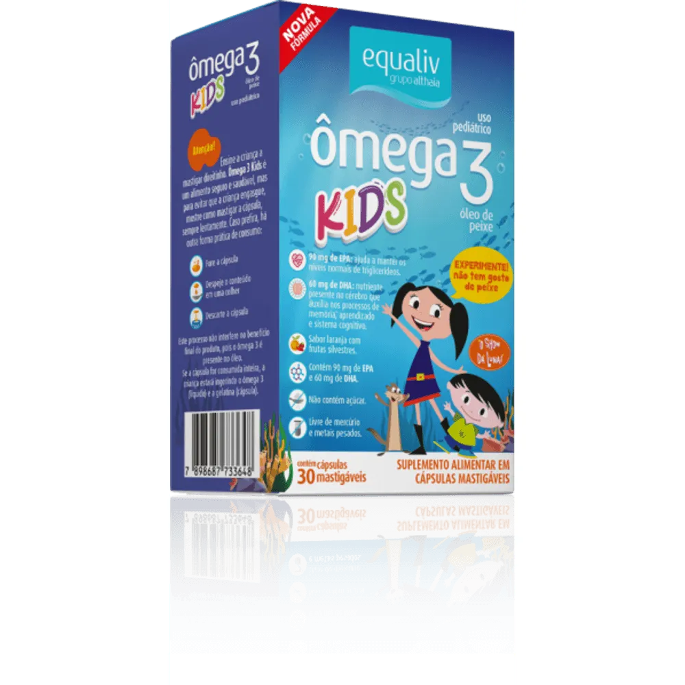 Equaliv Ômega 3 Pro Kids Oil Sabor Laranja 30 Cápsulas Mastigáveis