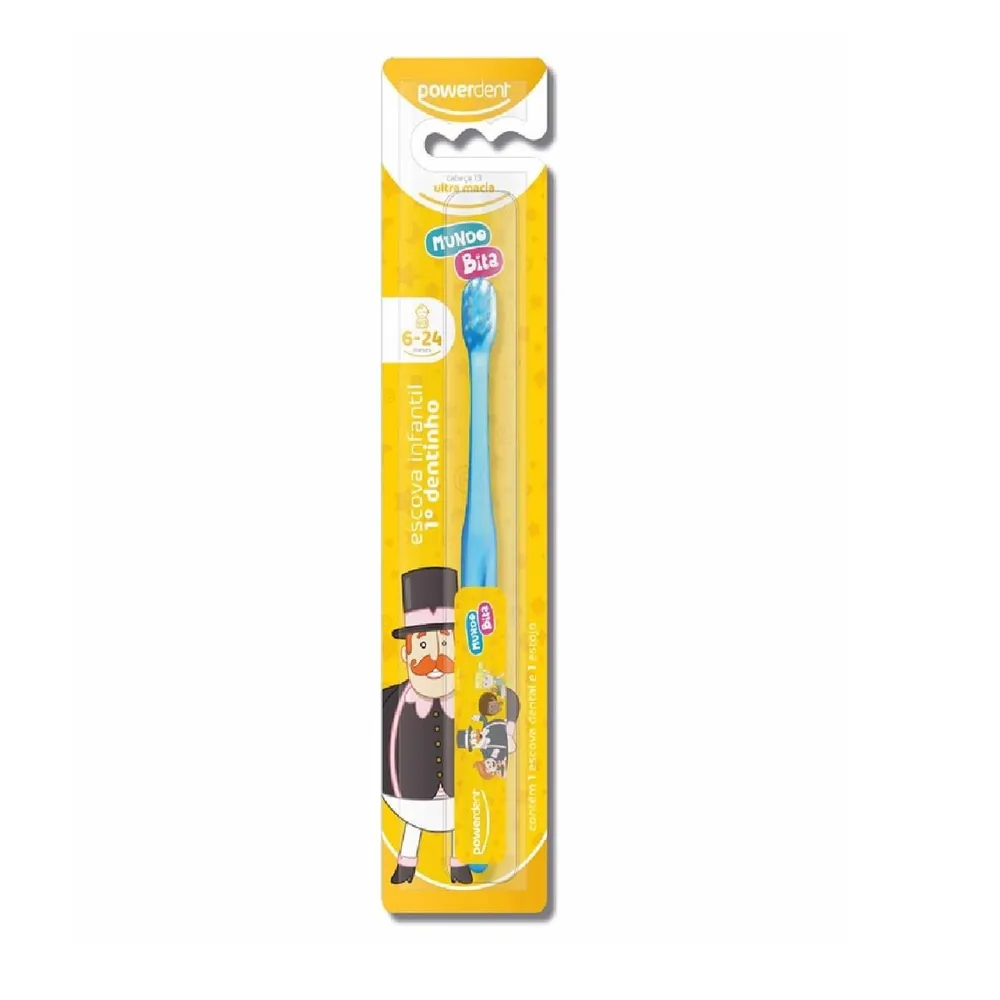 Escova Dental Infantil Powerdent Mundo Bita Primeiro Dentinho Ultra Macia 6 a 24 meses 1 Unidade