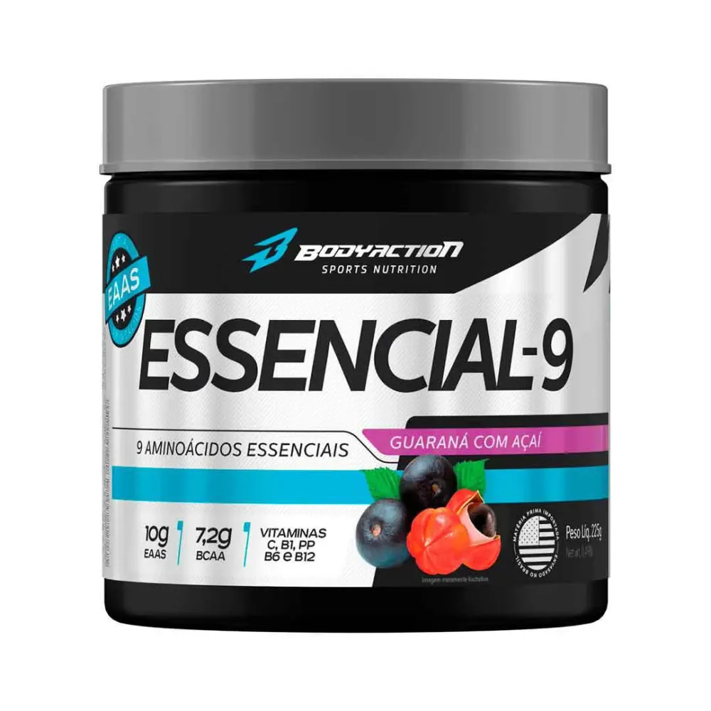 Essencial 9 - Super Combinação 9 Aminoácidos Essenciais - Pote 225g - Body Action - Sabor Guaraná com Açaí 225 G Guarana C Acai
