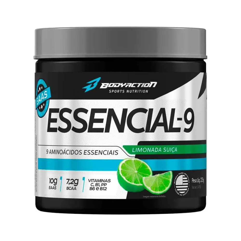 Essencial 9 - Super Combinação 9 Aminoácidos Essenciais - Pote 225g - Body Action - Sabor Limonada Suíça 225 G Limonada Suiça