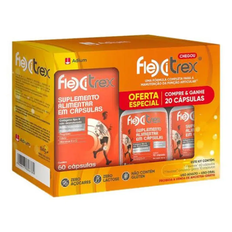 Flexitrex Colágeno com 60 cápsulas - Oferta Especial! Compre e Ganhe 20 cápsulas