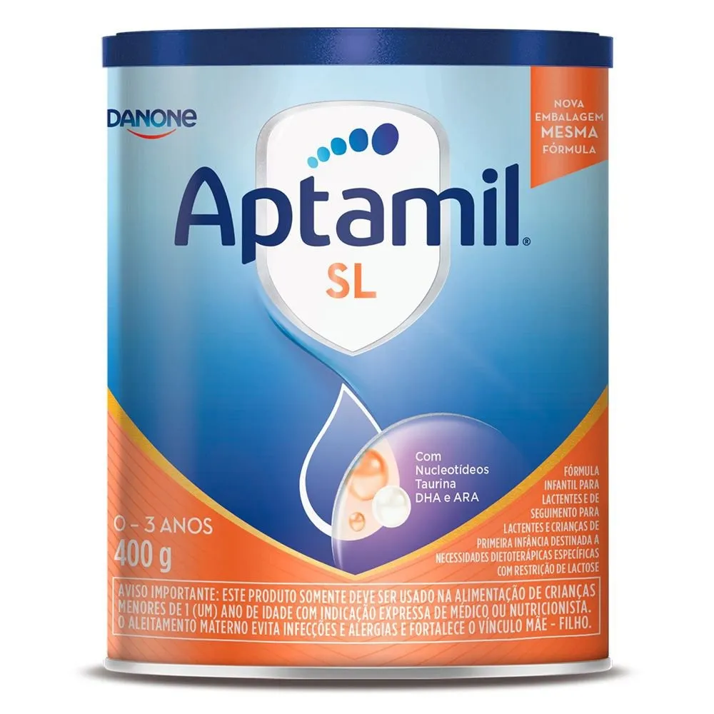 Fórmula Infantil Aptamil SL Sem Lactose de 0 a 3 anos 400g