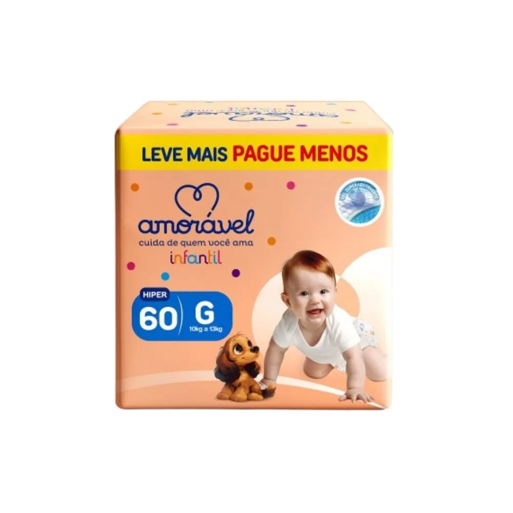 Fralda Amoravel Basic G 60 Unidades