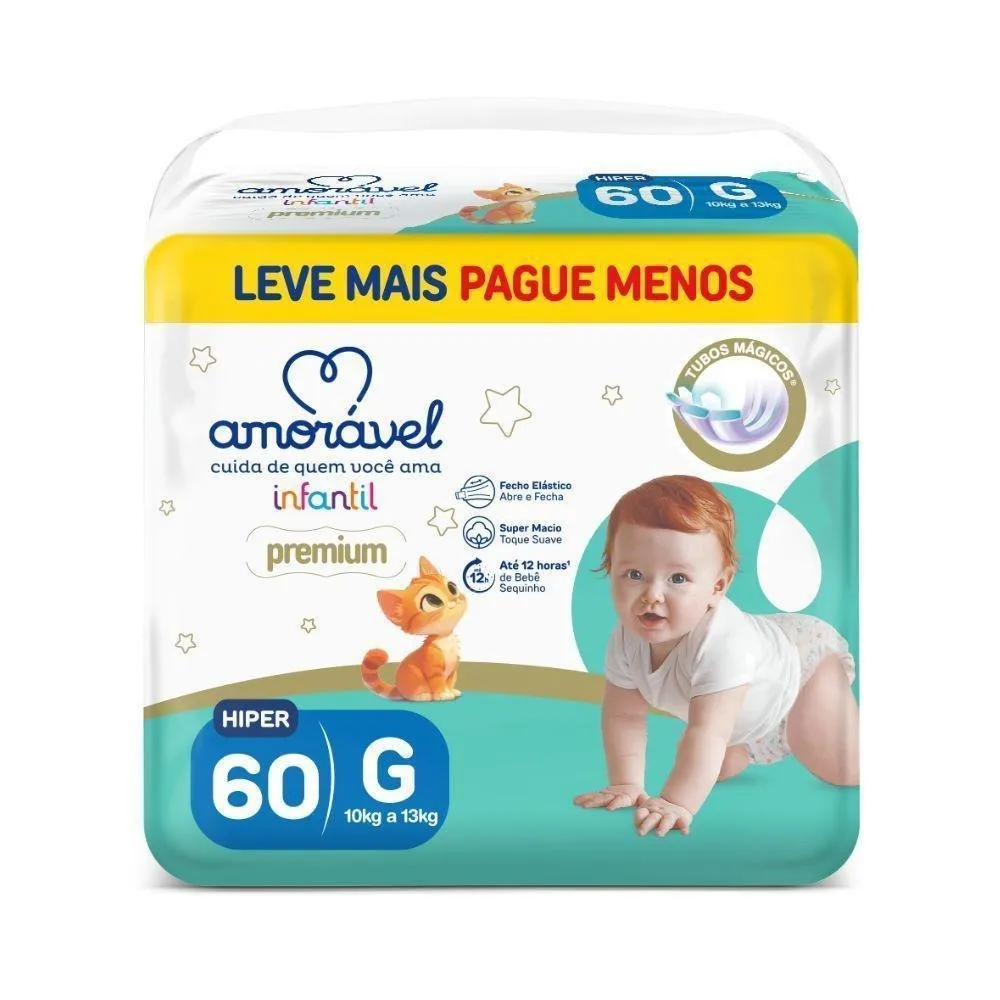 Fralda Amorável Premium G 60 Unidades
