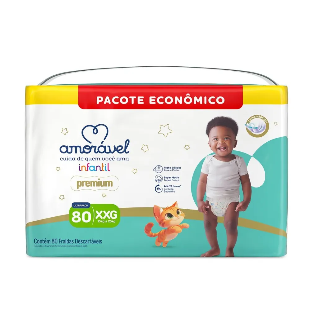 Fralda Amorável Premium Ultrapack Xxg 80 Unidades