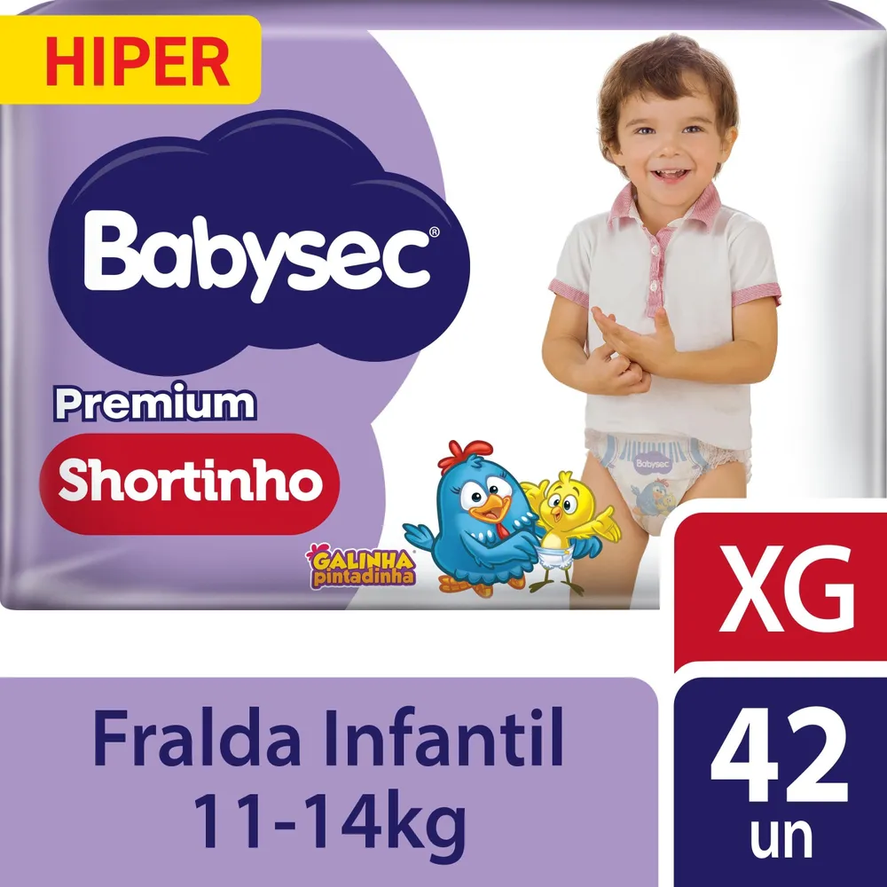 Fralda Babysec Premium Shortinho Galinha Pintadinha XG 42 Unidades