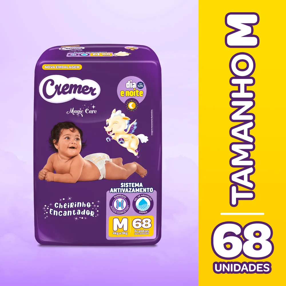 Fralda Cremer Magic Care Dia e Noite M 68 Unidades