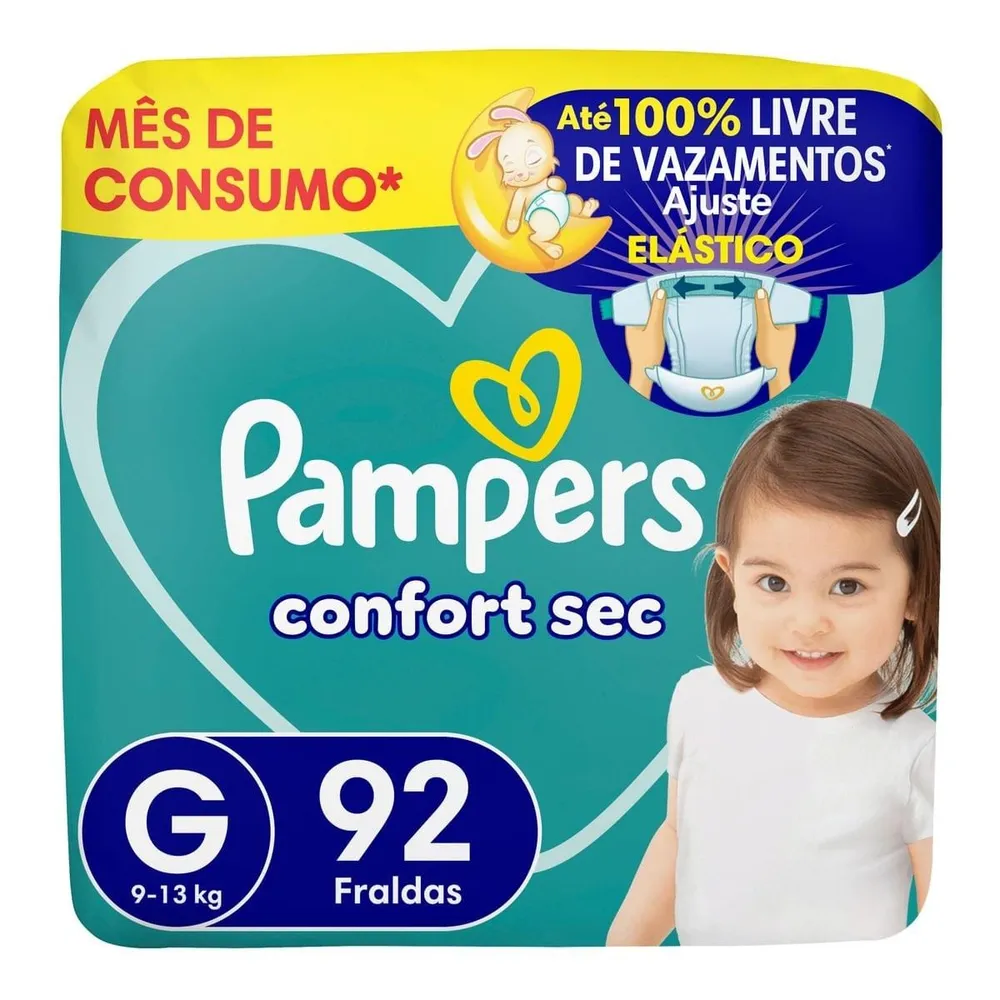 Fralda Descartável Infantil Pampers Confort Sec G 92 Unidades