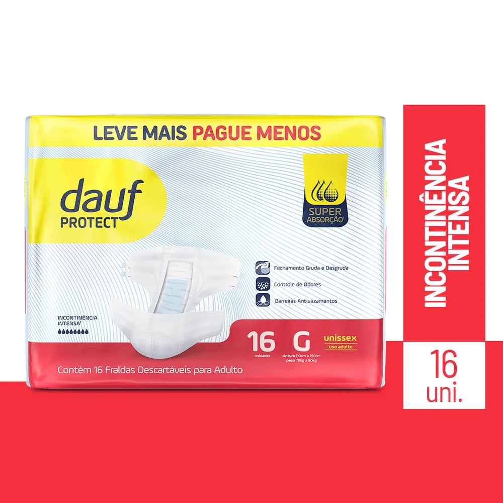 Fralda Geriátrica Dauf Protect G Incontinência Intensa 16 Unidades