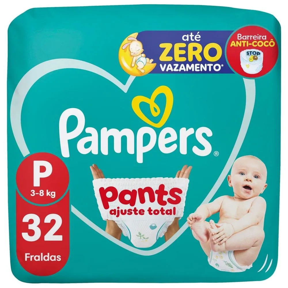 Fralda Pampers Pants Ajuste Total P 32 Unidades