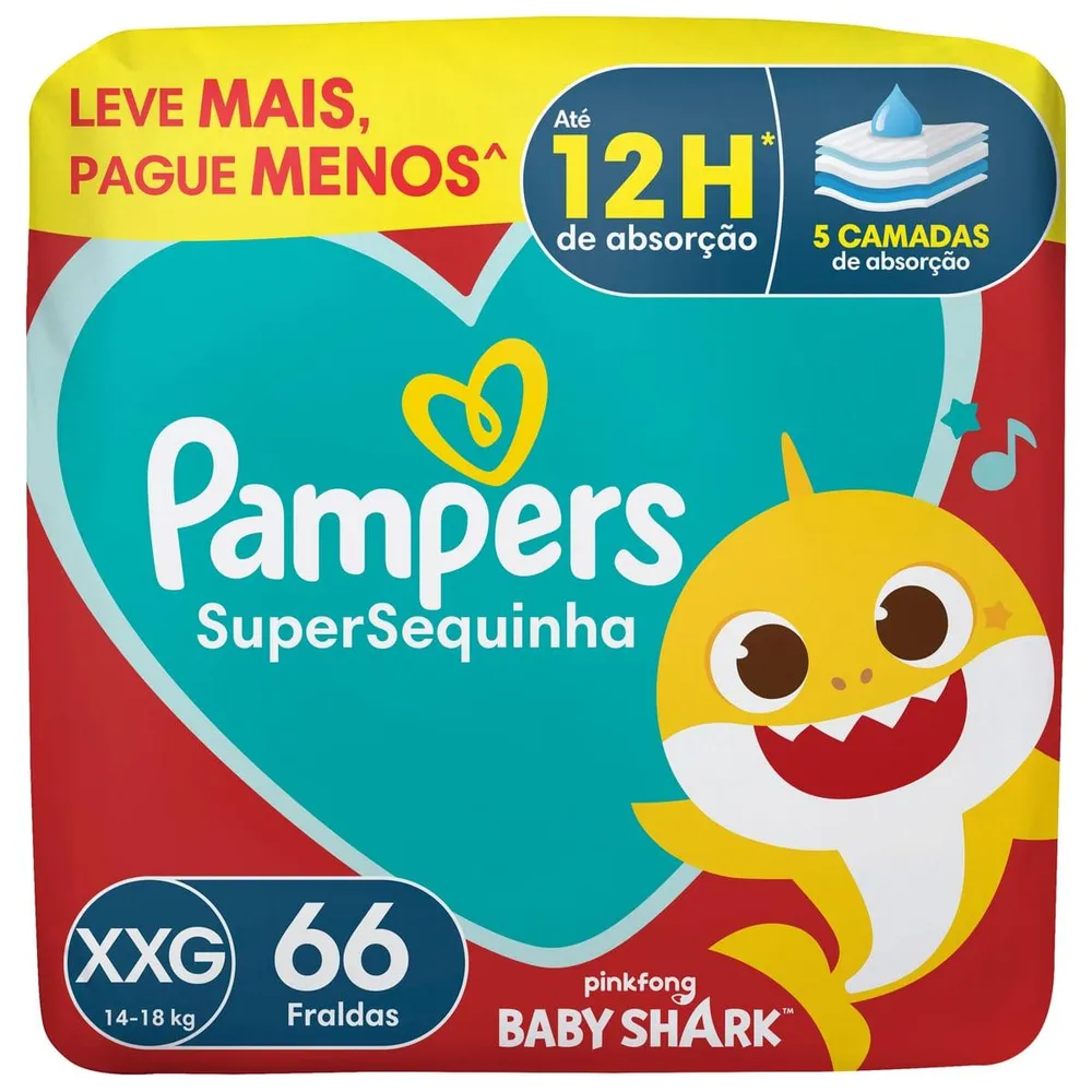 Fralda Pampers Super Sequinha XXG 66 Unidades