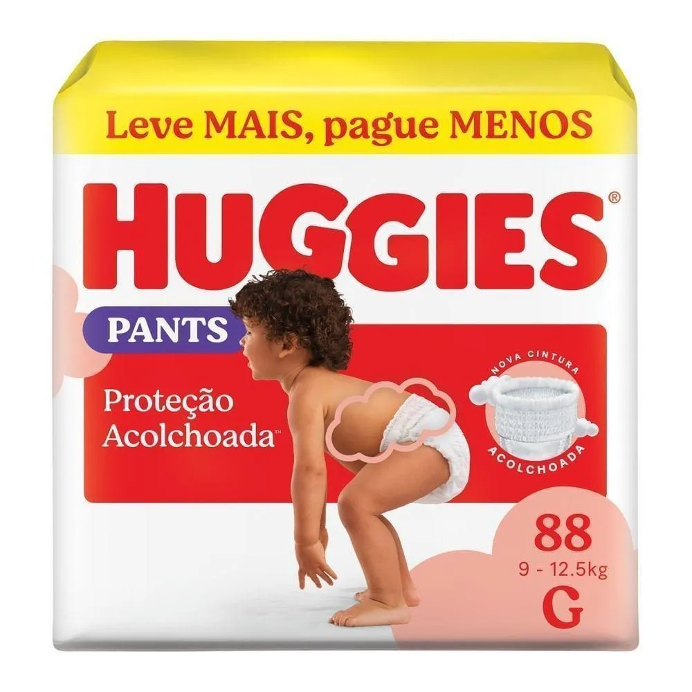 Fralda Pants Huggies Proteção Acolchoada G 88 Unidades
