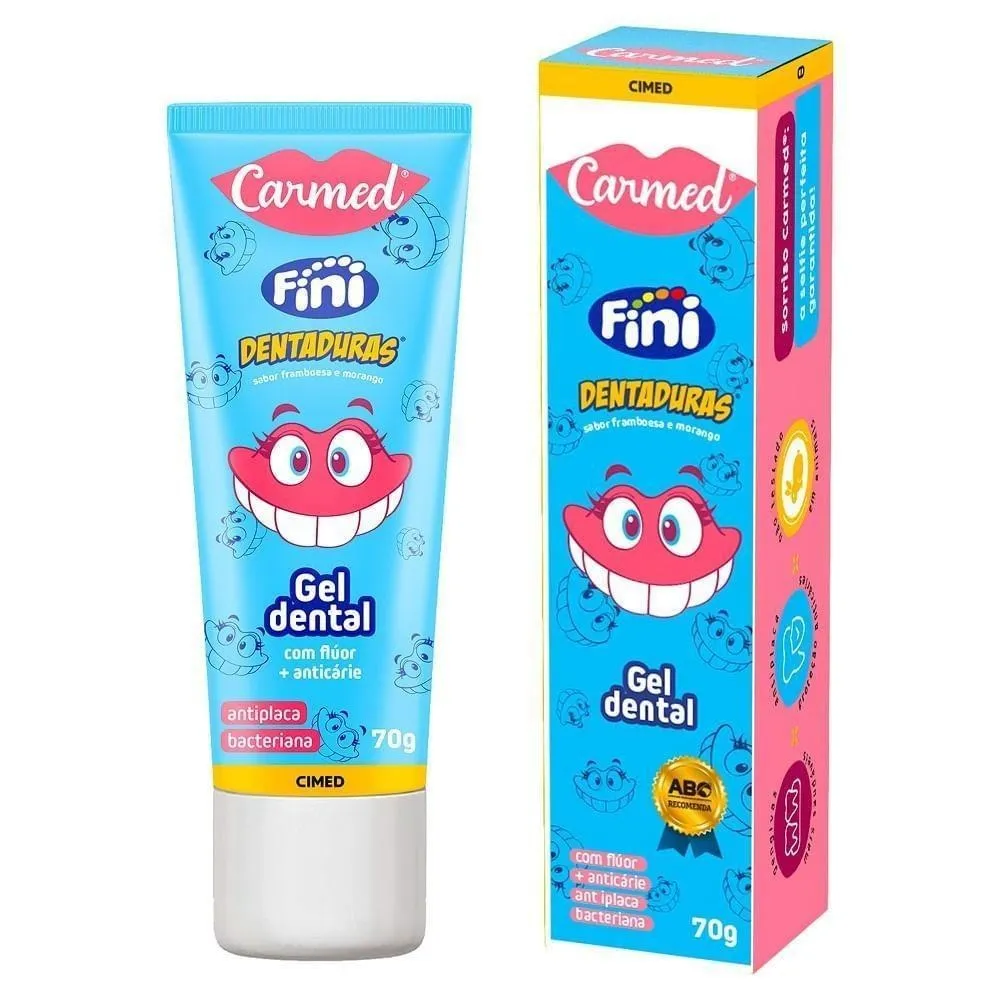 Gel Dental Carmed Fini Dentaduras Anticáries com Flúor 70g