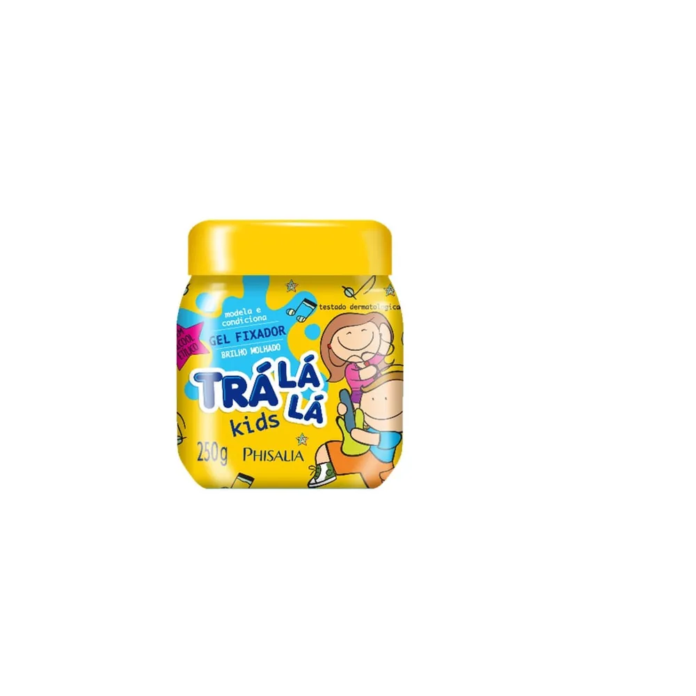 Gel Fixador Infantil Phisalia Trá Lá Lá Kids Modela e Condiciona Brilho Molhado 250g