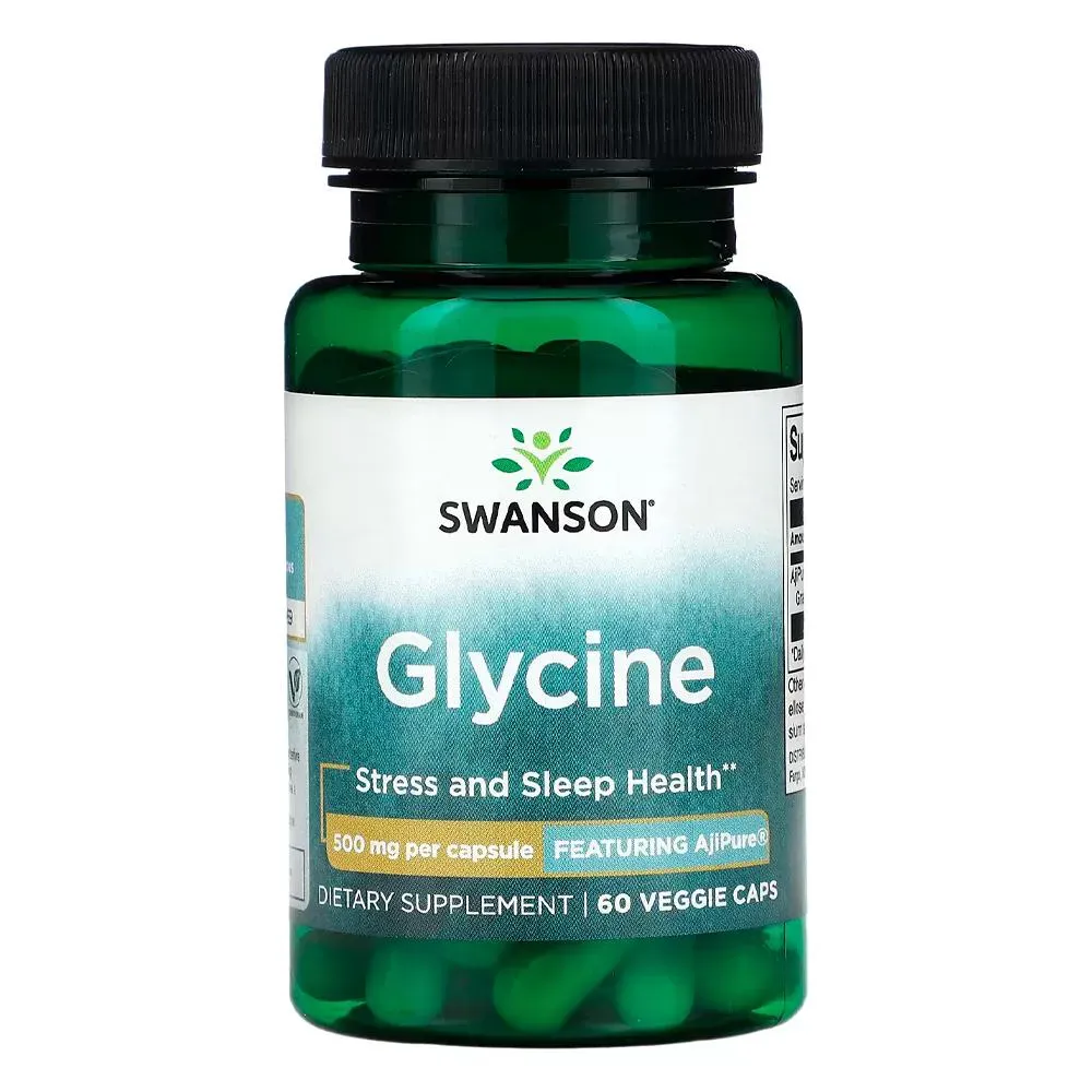 Glicina Ajipure 500mg Swanson 60 Cápsulas Importado