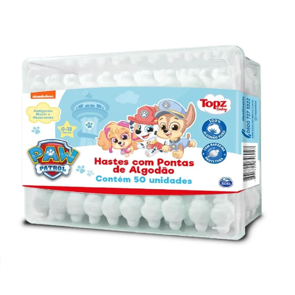 Hastes Flexíveis Topz Baby Patrulha Canina 50 Unidades