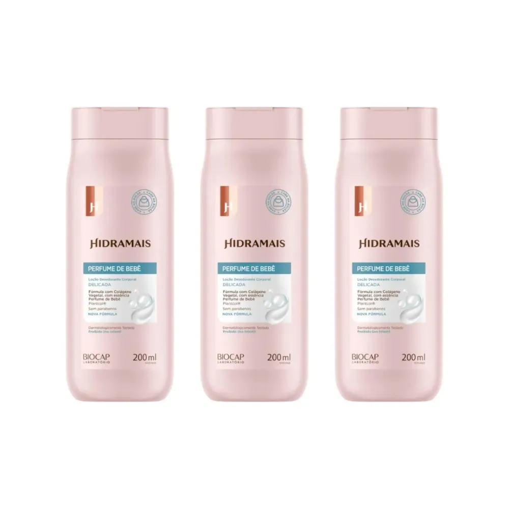 Hidratante Corporal Hidramais 200ml Perfume Bebe - Kit C/3un