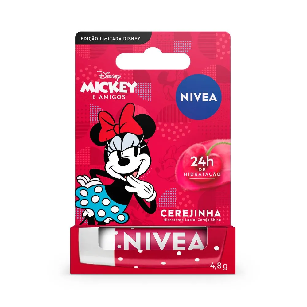 Hidratante Labial Nivea Disney Mickey e Amigos Cereja Shine 4,8g