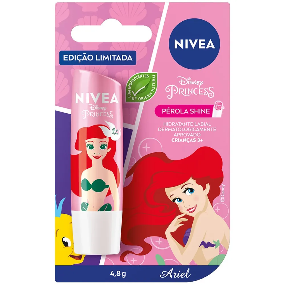 Hidratante Labial Nivea Disney Princess Ariel Pérola Shine 4,8g