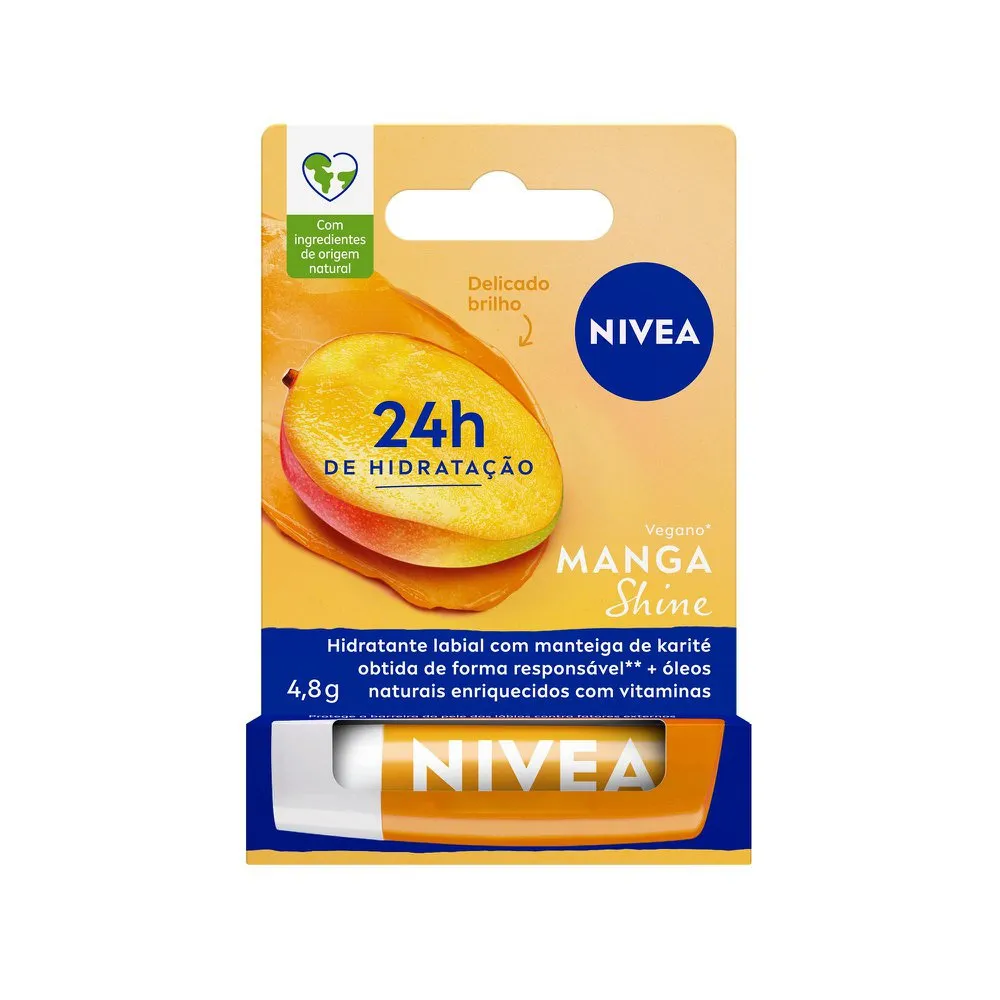 Hidratante Labial Nivea Manga Shine Com Manteiga De Karité E Óleos De Origem Natural 4,8g Edição Limitada