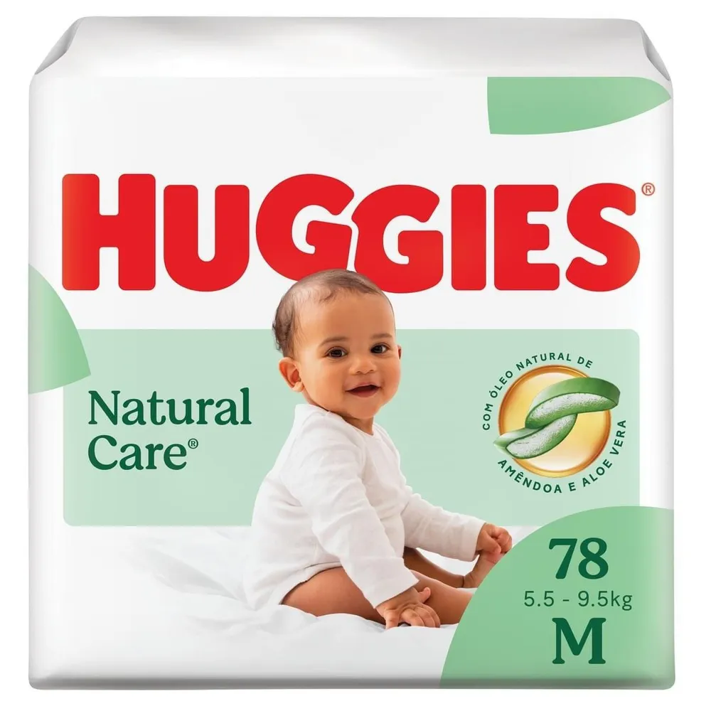 Huggies Fralda Descartável Premium Natural Care M - 78 Un