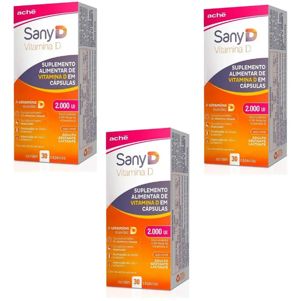 Kit 03 Suplemento Sany D 2.000ui com 30 cápsulas - Ache