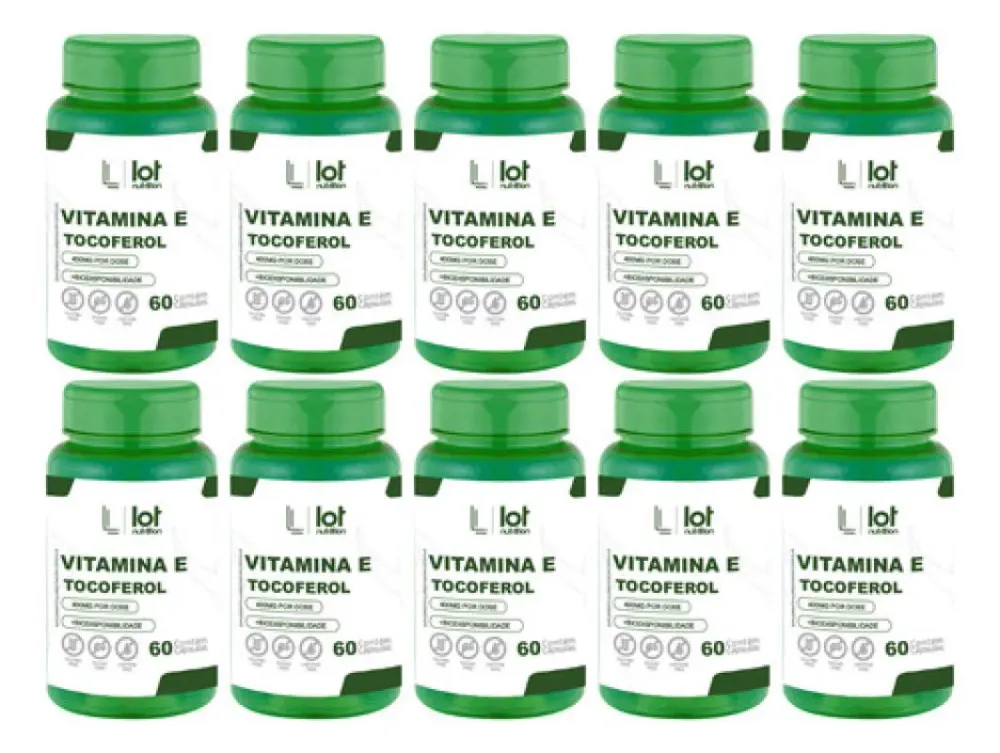 Kit 10un Vitamina e 400mg 60 cápsulas Sistema Imunológico sem Sabor