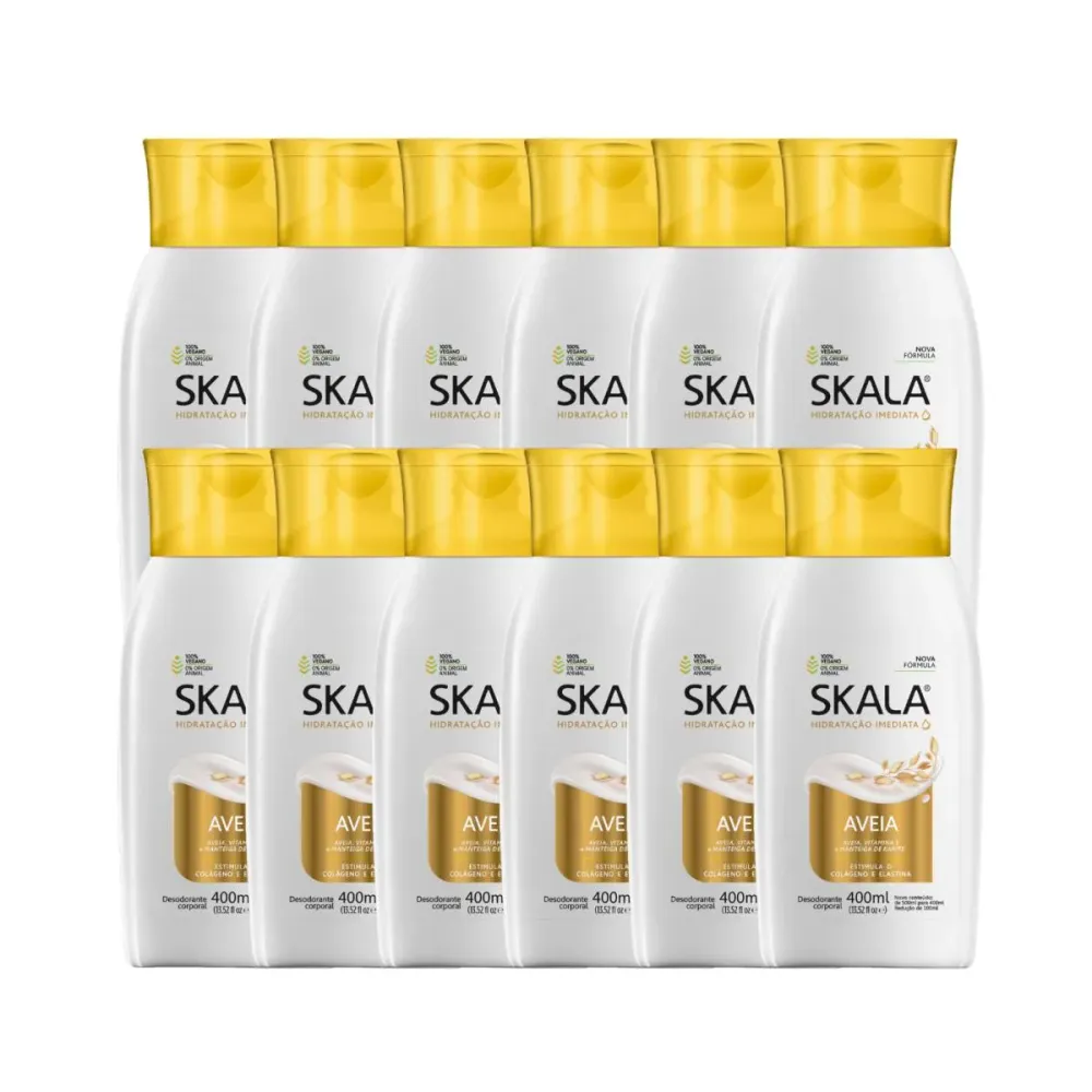 Kit 12 Loção Creme Hidratante Corporal Aveia Vegano Skala
