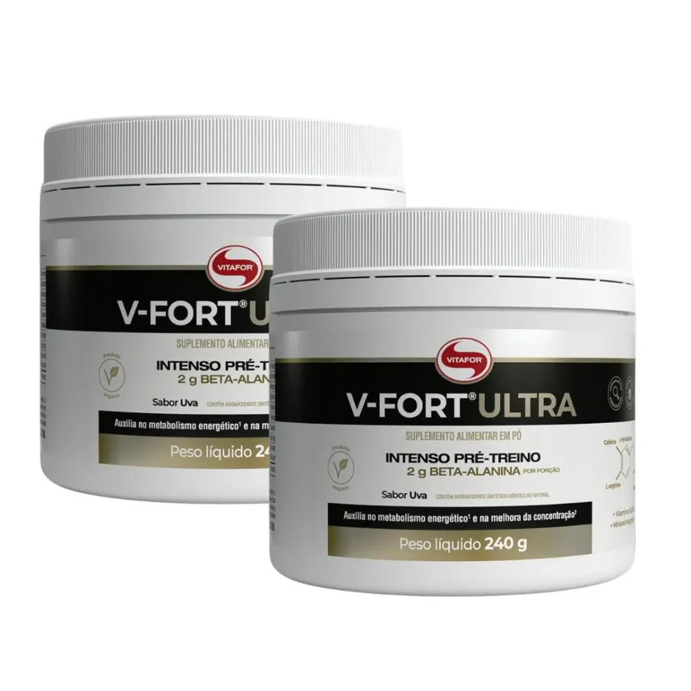 Kit 2 V-Fort Ultra Sabor Uva (Intenso Pré-Treino) - 240g - Vitafor